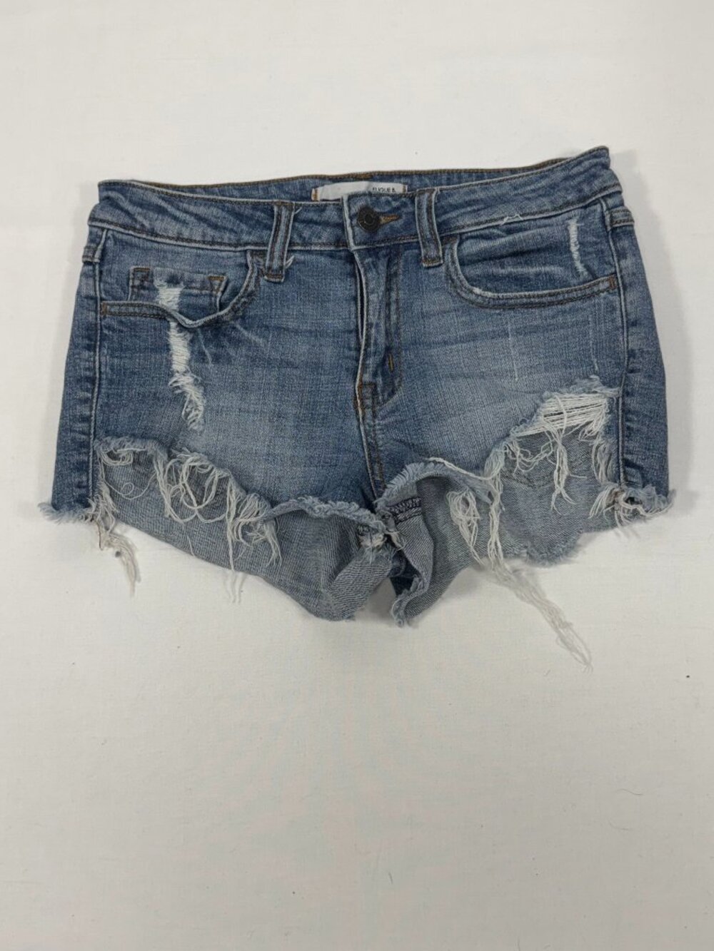 Distressed Low-Rise Klique B Light Wash Cotton Cutoff Jean‎ Shorts Size 25